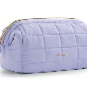 BAGSMART Puffy Quilted Wide-Open Makeup Bag - Lavender Purple (New)